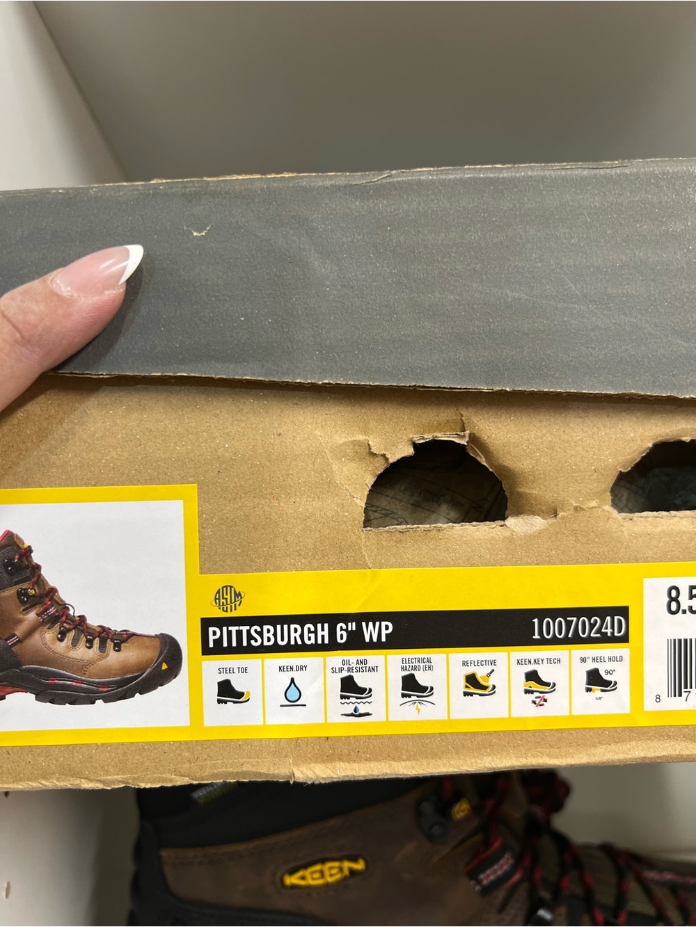 KEEN Brown and Red Men’s Waterproof Work/Hiking Boots size 8.5 - Picture 13 of 14